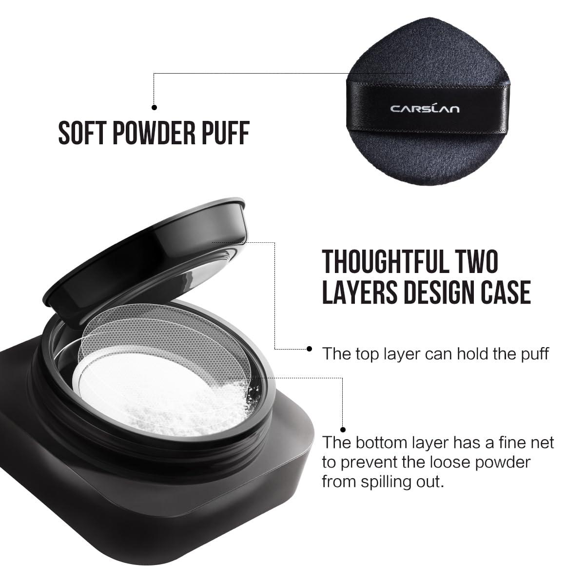 CARSLAN CARSLAN Soft Focus Loose Setting Powder, Waterproof, Matte, Oil Control, Shine Free, Talc-Free Face Powder Makeup, 24H Longwear Finishing Powder, 01 Translucent For Dry
