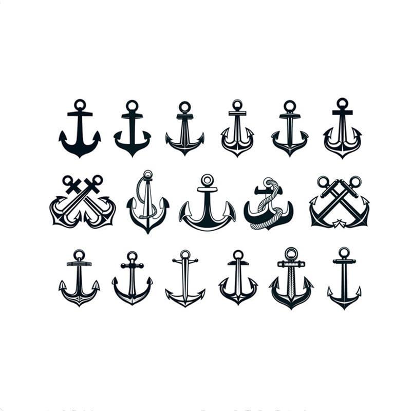 SanerLian SanerLian Anchor Ship Temporary Tattoo Sticker Waterproof Adult Men Women Hand Arm Shoulder 15X11cm Set of 2 (SF6106)