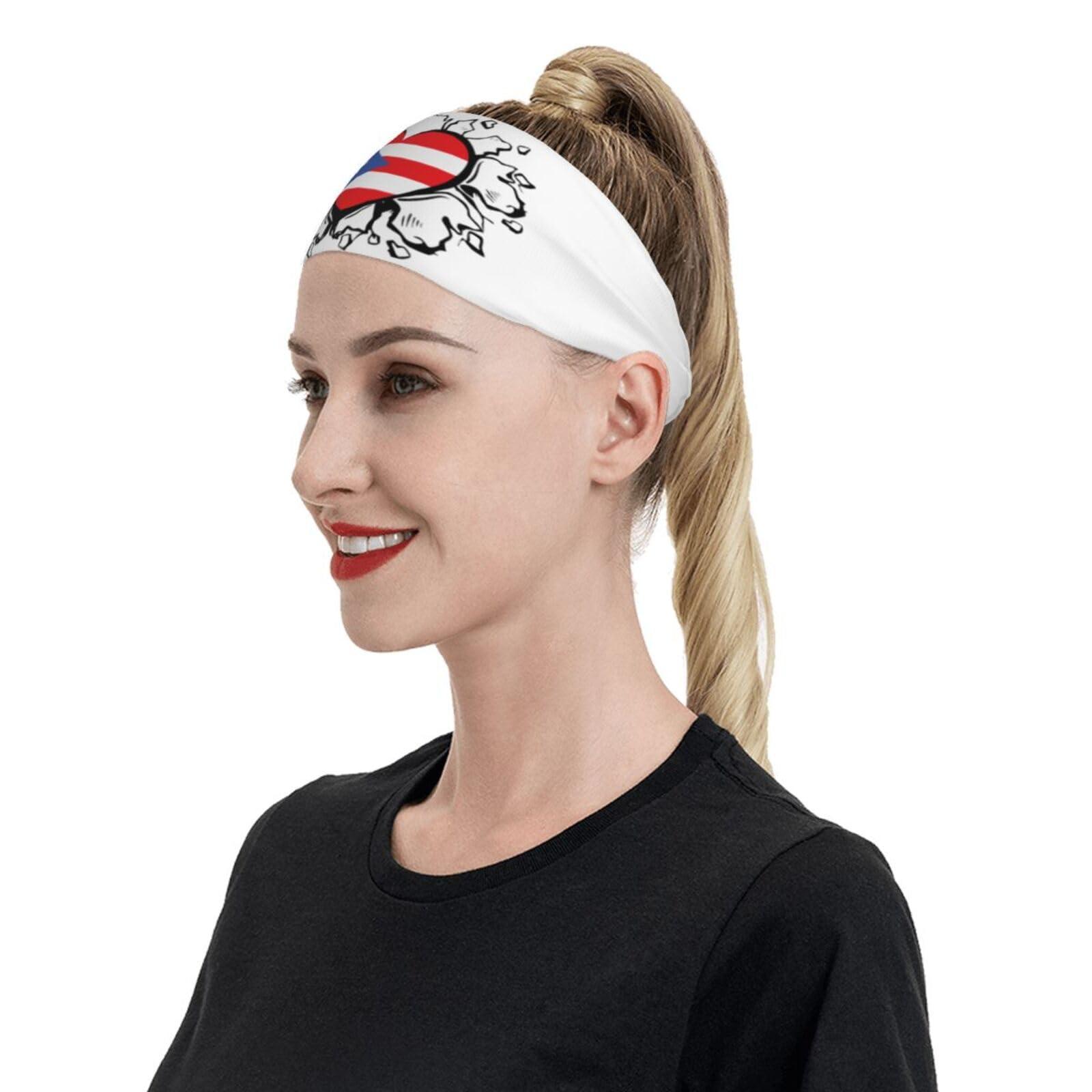 MANQINF Puerto Rico Flag Headbands Non Slip Sweatband Fashion Summer Hair Bands for Tennis,Basketball,Running,Gym,Working Out