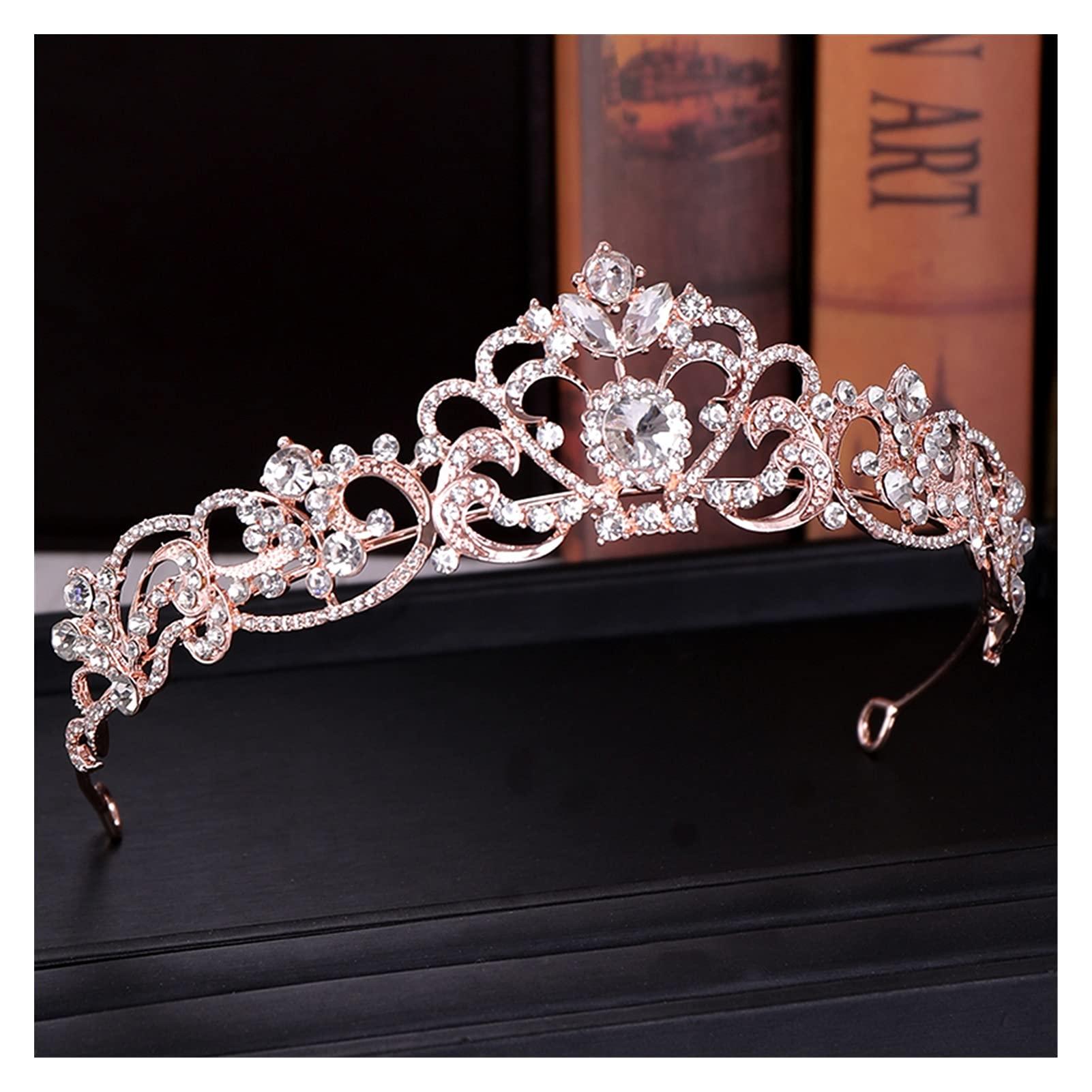 nihngvjm nihngvjm Bridal Crown Trendy Crystal Crown Rose Gold Bridal Tiara and Crown Hair Accessories for Wedding Bride Women Hair Jewelry Headpiece Headdress Tiara for Women (Size : Y)