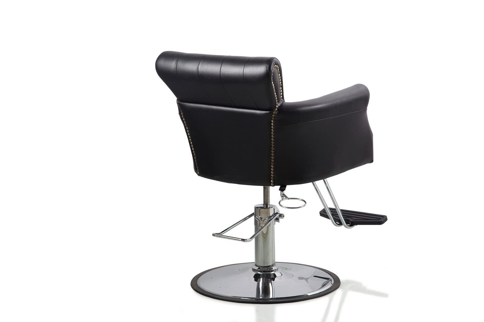 NinthAvenue Basics Salonsunny Black Round Base Hydraulic Pump Salon Styling Chair Heavy Duty Salon Chair All Purpose Multi-Function Professional Cutting Chairs