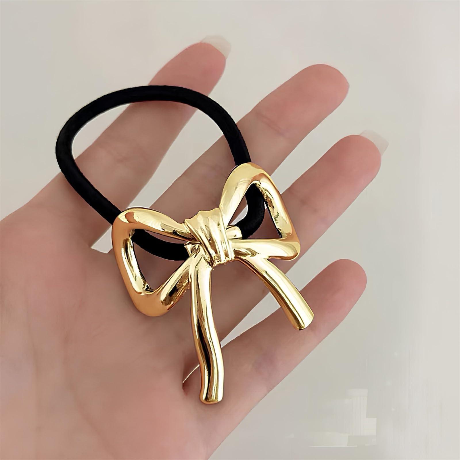 Generic Metal Ponytail Cuff,Gold Metal Cuff Ponytail Hair Tie Set,Women\'s Glossy Double Arch Ponytail Hair Tie,Metal Hair Tie Ponytail Hair Cuff, Gold Hair Cuffs for Ponytails (3Pcs-A)