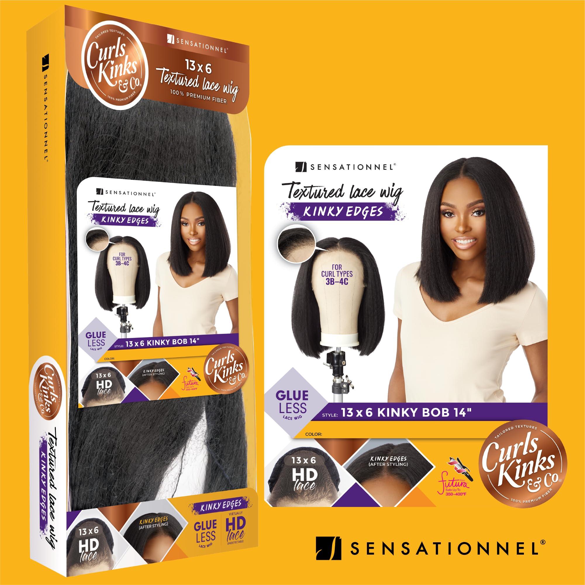 Sensationnel Sensationnel Curls kinksandco kinkyedges wig - kinky bob 14 inch 13x6 lace frontal natural kinkytexture edged hairline for natural 3c to 4c hair textures (HL34/51)