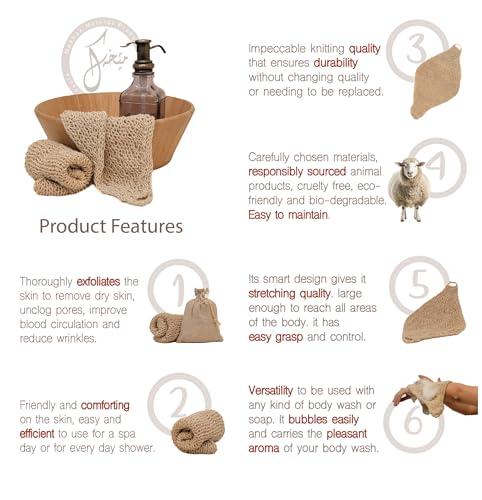 Mekhak Natural Products Natural Loofah Exfoliating Body Scrubber, Loofah for Men and Women Handmade Durable Wash Cloth, Back Scrubber with Handles for Bath and Shower, Deep Clean, Skin Care, Kurdish Loofah, Bath Accessories