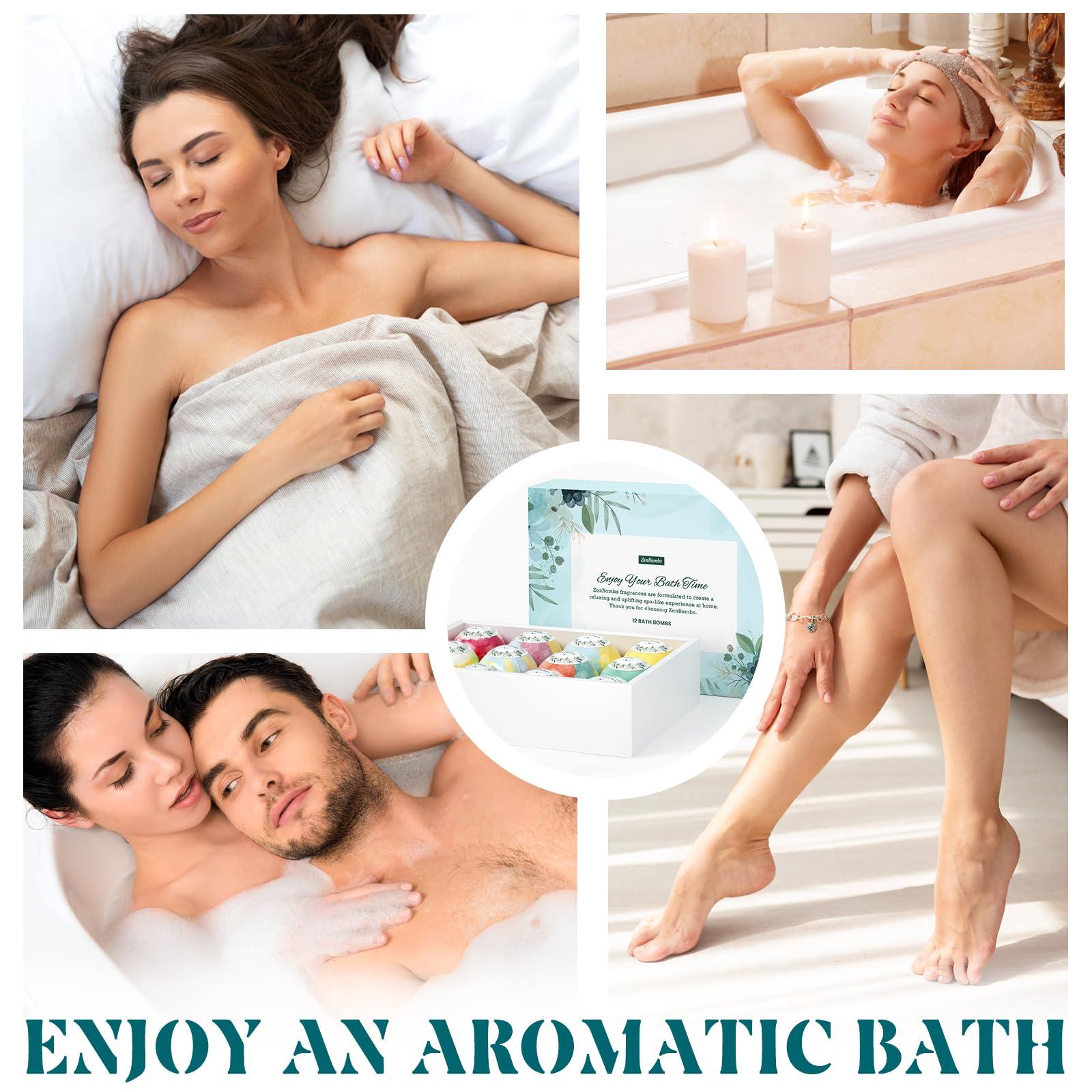 ZenBombs ZenBombs Bath Bombs for Women, 12pcs Handmade Natural Bath Bomb, Stocking Stuffers, Mothers Day Presents for Mom, Bath Bomb with Shea Butter, Valentines Day Gifts for Her and Him