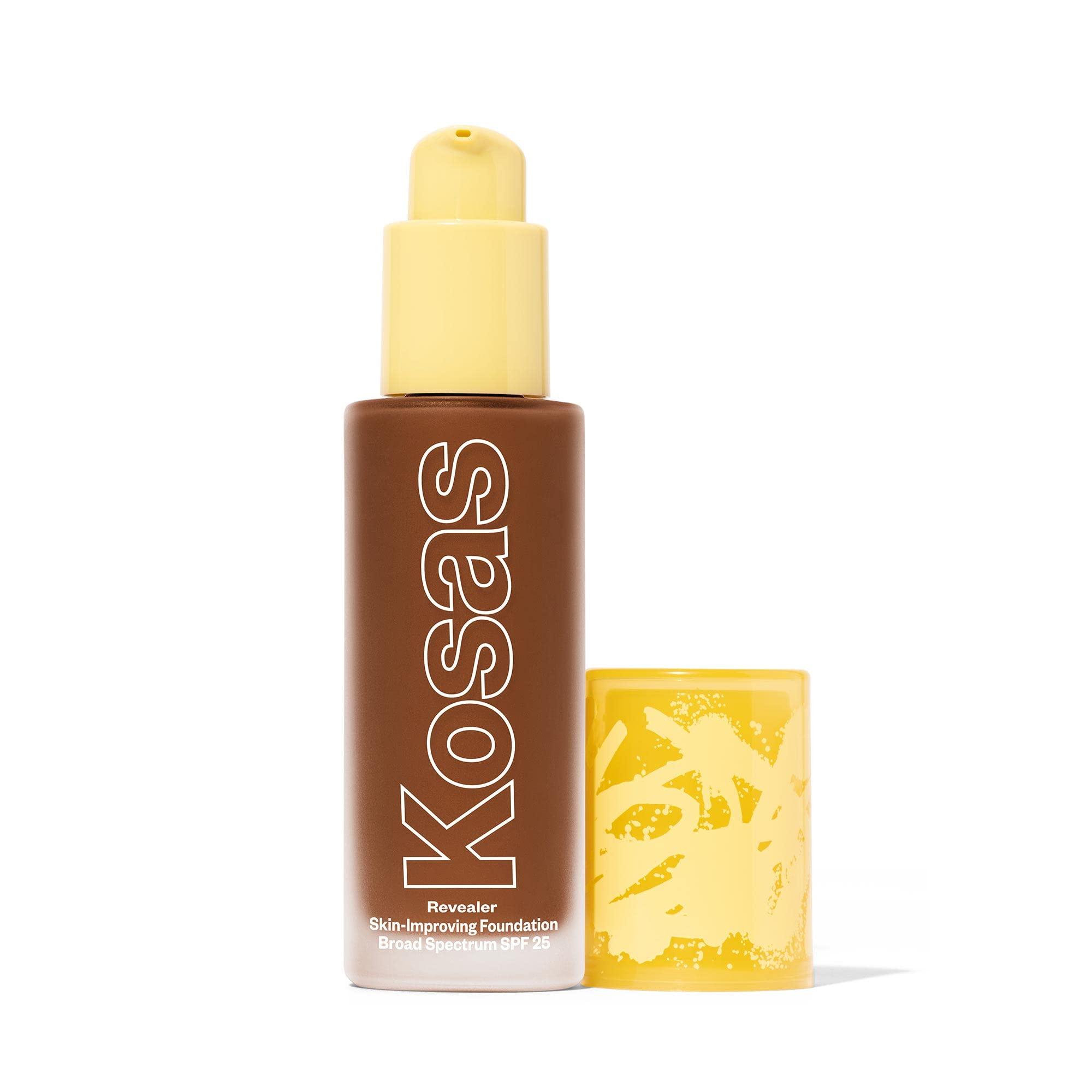 Kosas Kosas Revealer Skin-Improving Foundation with SPF 25 Protection - Hydrate, Brighten, Soothe, Plump, Protect Skin - Smoothing Texture, Natural Finish and Clean Formula - Deep Neutral Warm 410