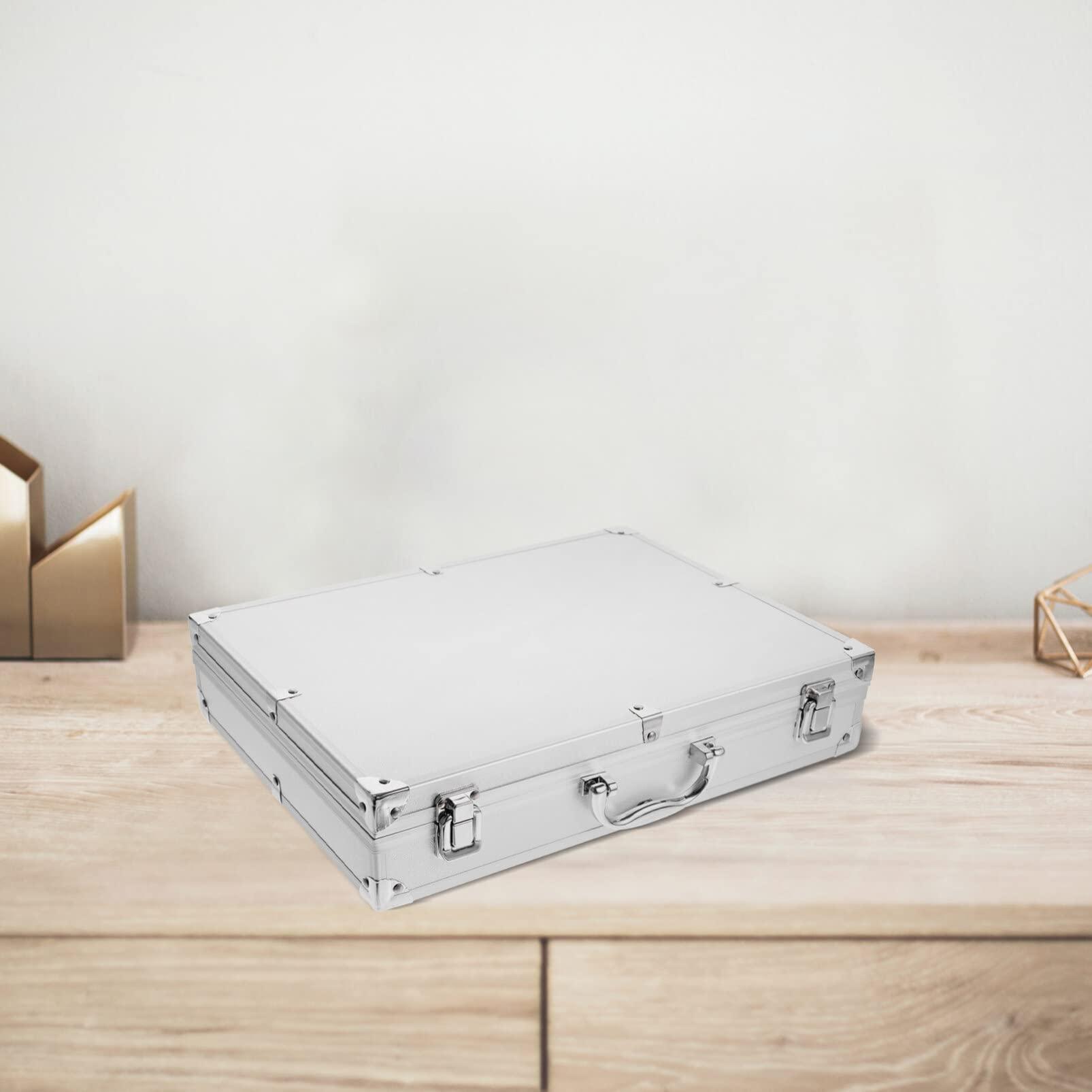 Angoily Angoily Tool Box Briefcase Aluminum Aluminum Carrying Case Tool Box Tattoo Kit Box Storage Case Organize with Clasp for Tattoo Equipment Cosmetic Makeup Tools Silver