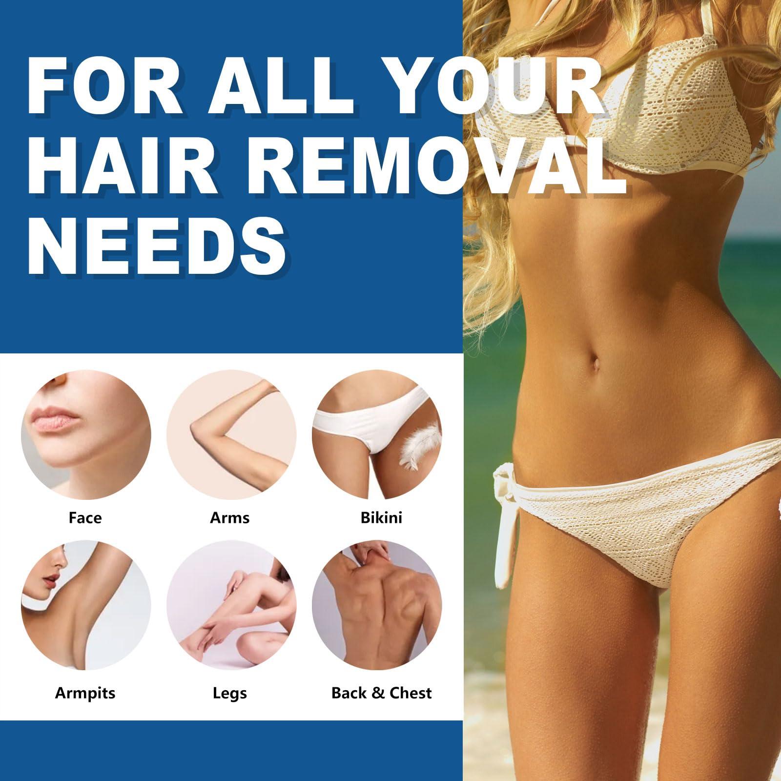 Makupala 2lb Blue Hard Wax Beads for Sensitive Skin and 2.4lb Unscented Stripless Wax Beans for Bikini Cream