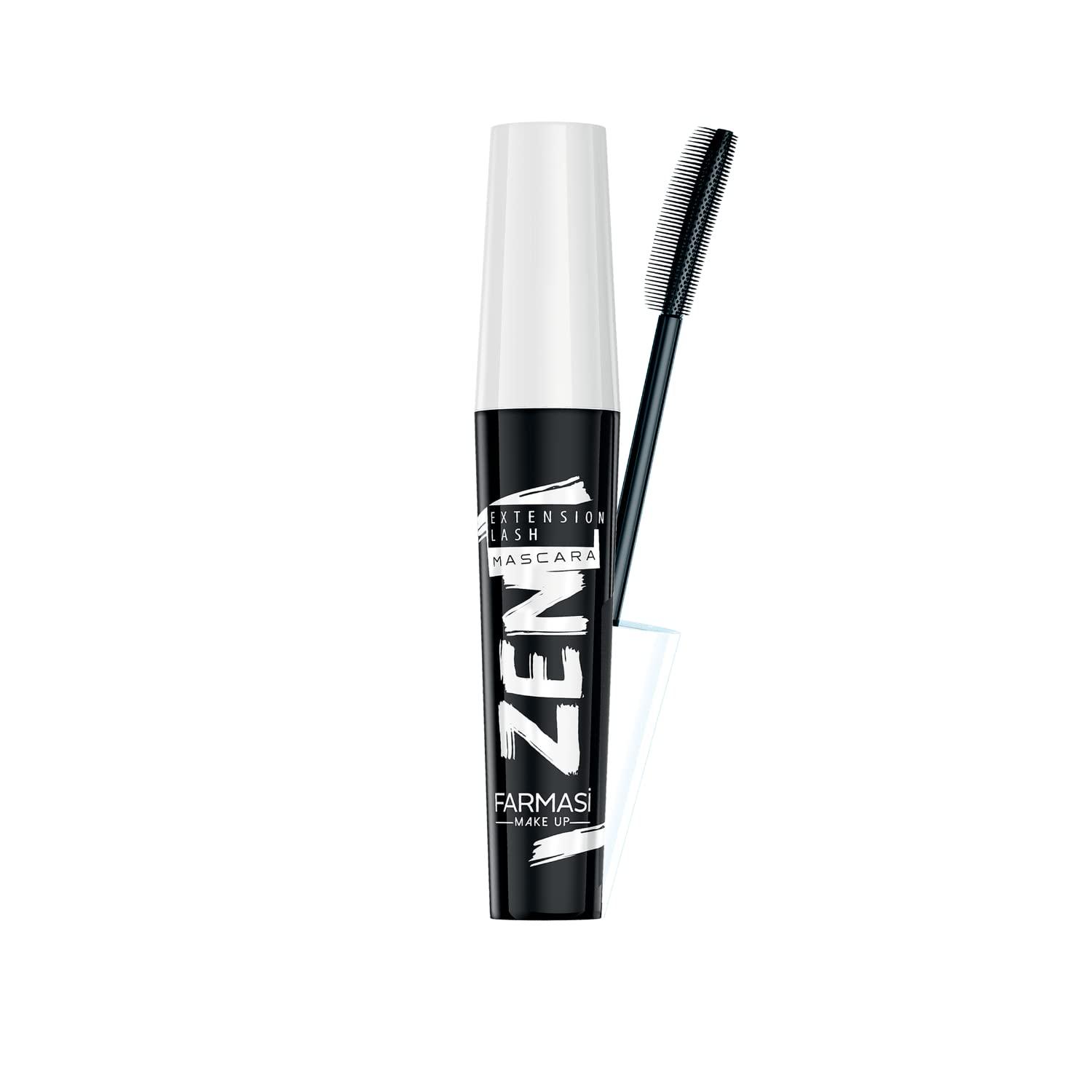 FARMASi FARMASi Zen Extension Lash Mascara, Intense Length, No Flaking, No Smudging, No Clumping, Volumizes & Separates Lashes, Fuller Longer and Thicker Lashes, Blackest Black, 0.27 fl. Oz / 8 ml