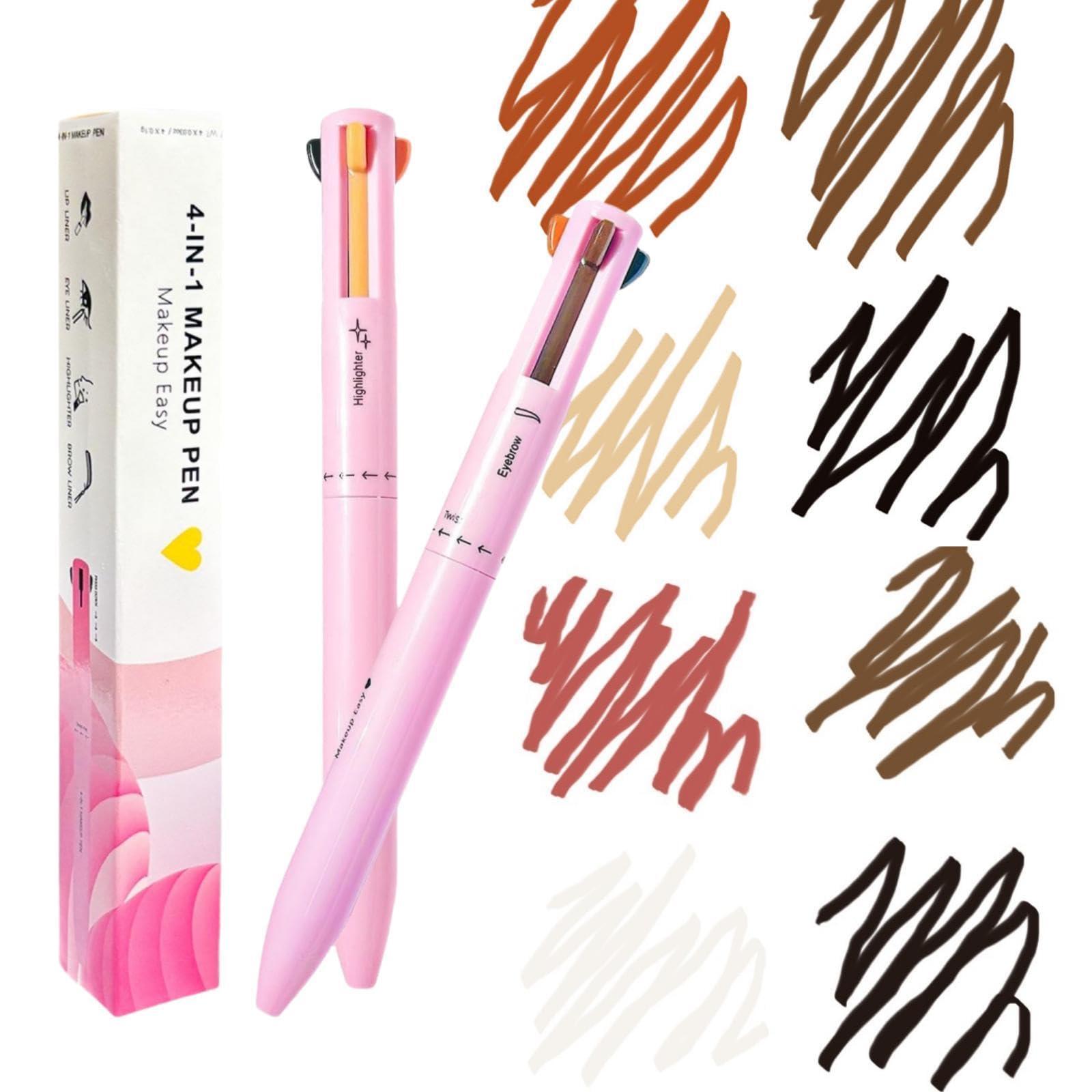 MKNZOME MKNZOME 4 in 1 Makeup Pen, 8 Colors Eyebrow Contour Eyebrow Pencil Eyebrow Pen Makeup Pencil 4 in 1(Eye Liner, Brow Liner, Lip Liner, Highlighter) Travel Beauty Makeup Pen, 2 Count