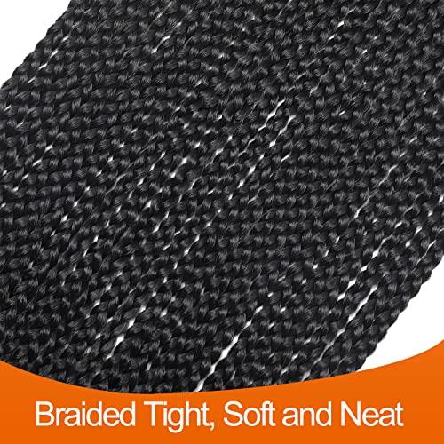 Chicmoi 36 Inch Long Box Braid Crochet Hair 144 Strands Thin Crochet Box Braids Pre Looped Box Braids Crochet Braids black Box Braid Crochet Hair for Black Women (36 inch box braids 6 packs, 1B)