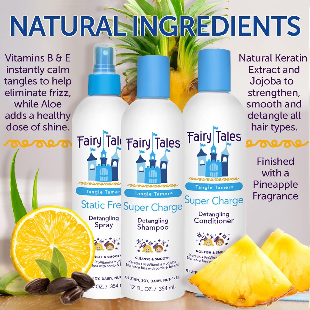 Fairy Tales Fairy Tales Tangle Tamer Detangling Shampoo and Conditioner for Kids plus Detangling Spray - Ultra Moisturizing and Anti Frizz Protection - Paraben Free, Sulfate Free - 12 Oz Each Bottle - 3 pack