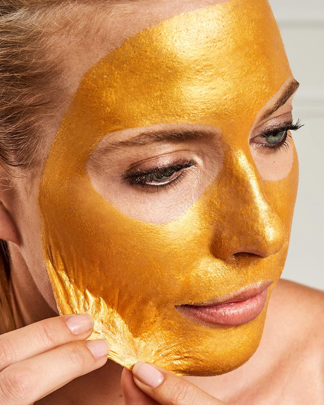 AM99 Gold Gel Collagen Facial Masks - 24K Gold Firming Face Mask -Gold Face Mask(5 pc) -Vegan Gold Facial Mask -Anti Aging, Puffiness, Moisturizing, Deep Tissue Rejuvenation and Hydrates Skin