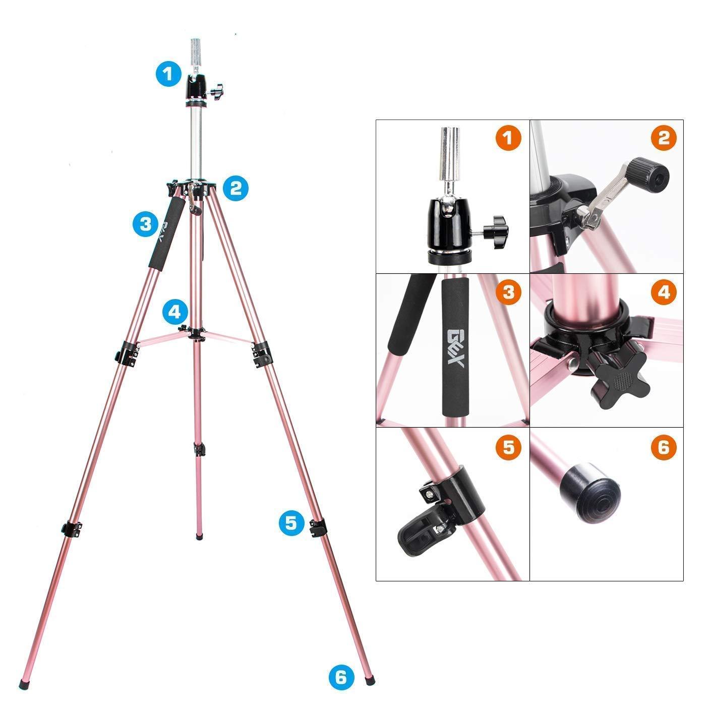 gexworldwide GEX Heavy Duty Mannequin Tripod + GEX Canvas Cork Wig Block Head Set Bundle