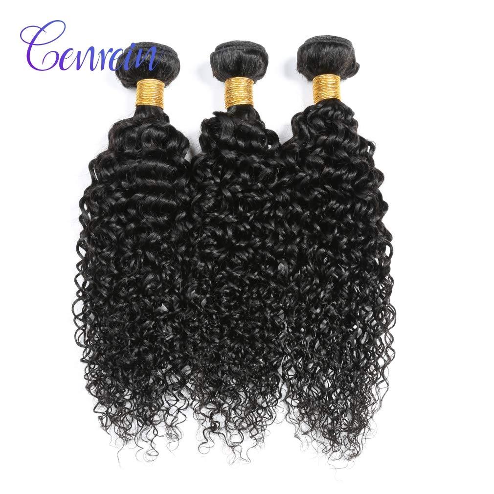 Genrein 8A Grade Curly Human Hair Bundles Brazilian Curly Virgin Human Hair Weave 3Bundles 100% Unprocessed Human Hair Extensions 16 18 20 inch Remy Human Hair Wefts Total 300g