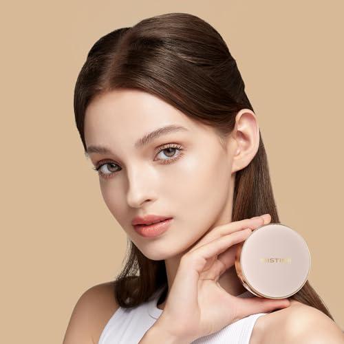 Mistine MISTINE Cushion Foundation Breathable Medium Coverage with Satin Finish,Long-Lasting, Oil-Moisture Balance Foundation Makeup,Contains Beauty Serum for Combination Skin,Refill Included,Ivory
