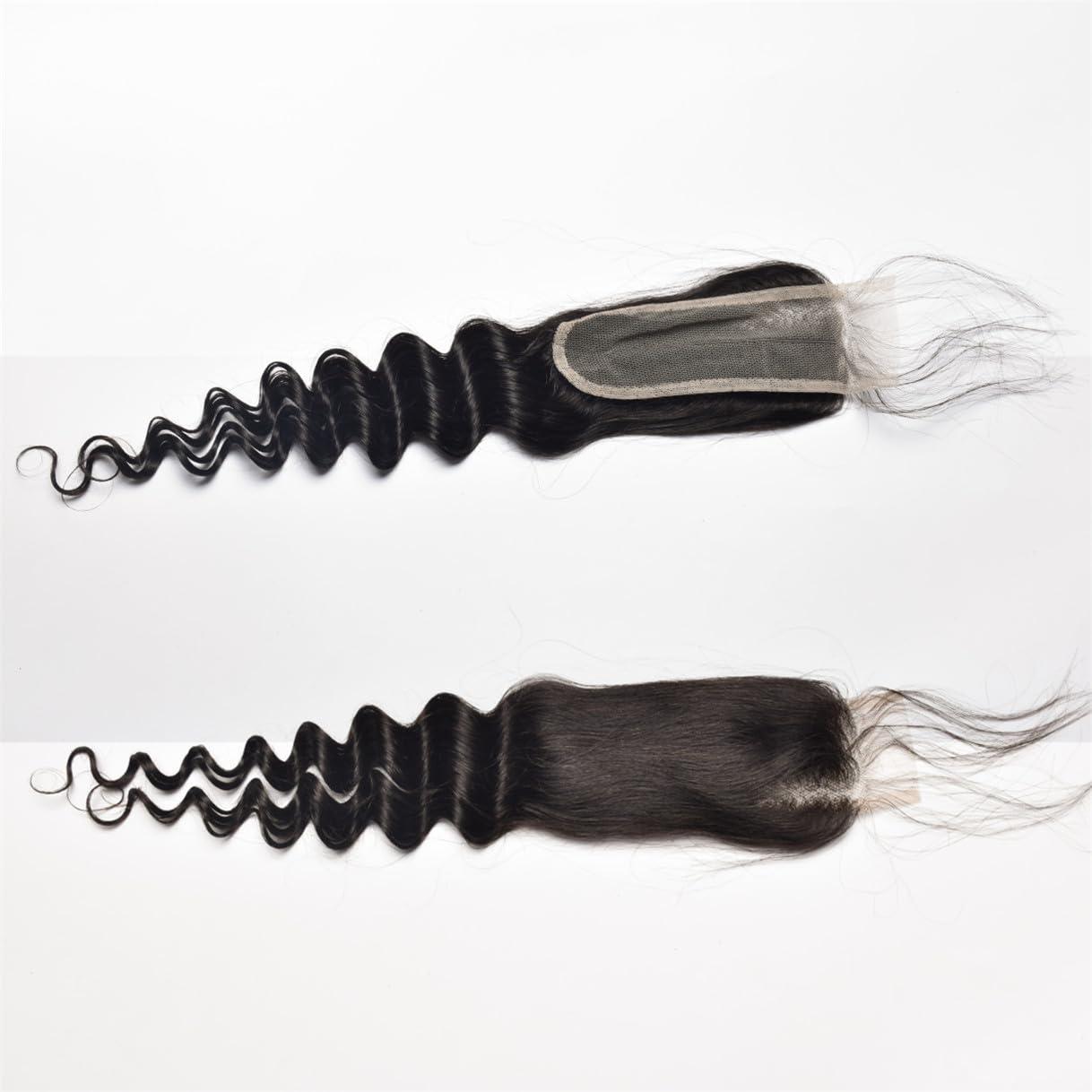 rewcoin Brazilian Loose Deep 2x6 Lace Closure 100% Unprocessed Human Virgin Hair Pre Plucked Loose Deep Wave Pre-Plucked Hairline Frontal Closure Natural Black With Baby Hair (22inch, 2x6 loose deep closure)