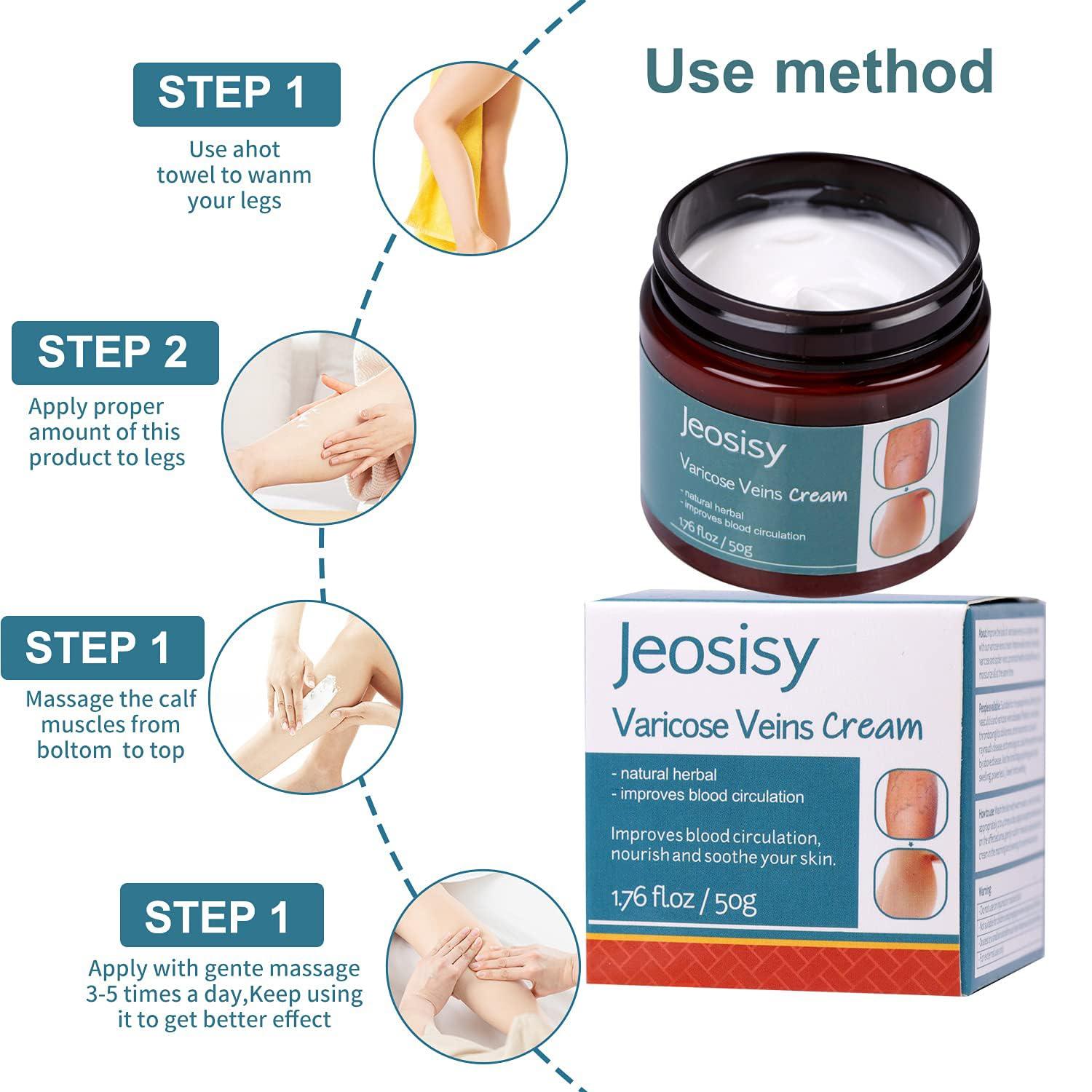 jeosisy jeosisy Varicose Vein Cream for Legs - Varicose Veins Cream, Varicose & Spider Veins Soothing Leg Cream for Women Men
