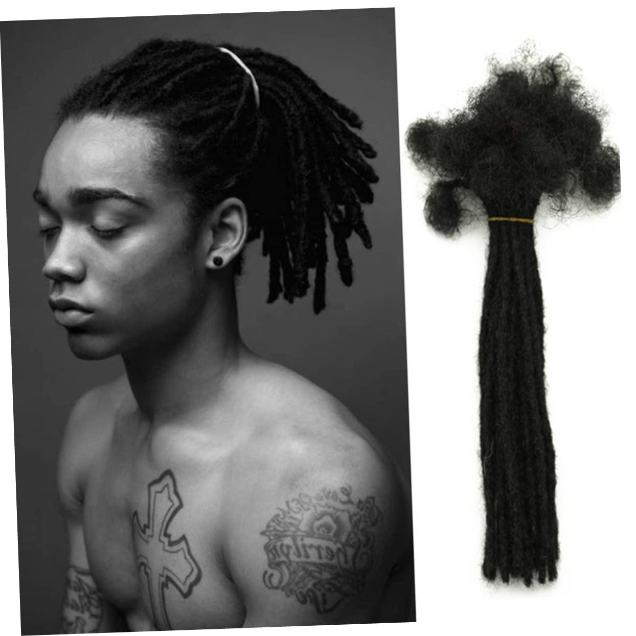 Housoutil Housoutil Real Dreadlocks Hair Bundles Human Hair Dreadlocks Wig Human Hair Bundles Dreadlocks Men Dread Locks Hair Extensions Beads for Hair Wig for Men Hair Extension Clips Black Real Hair