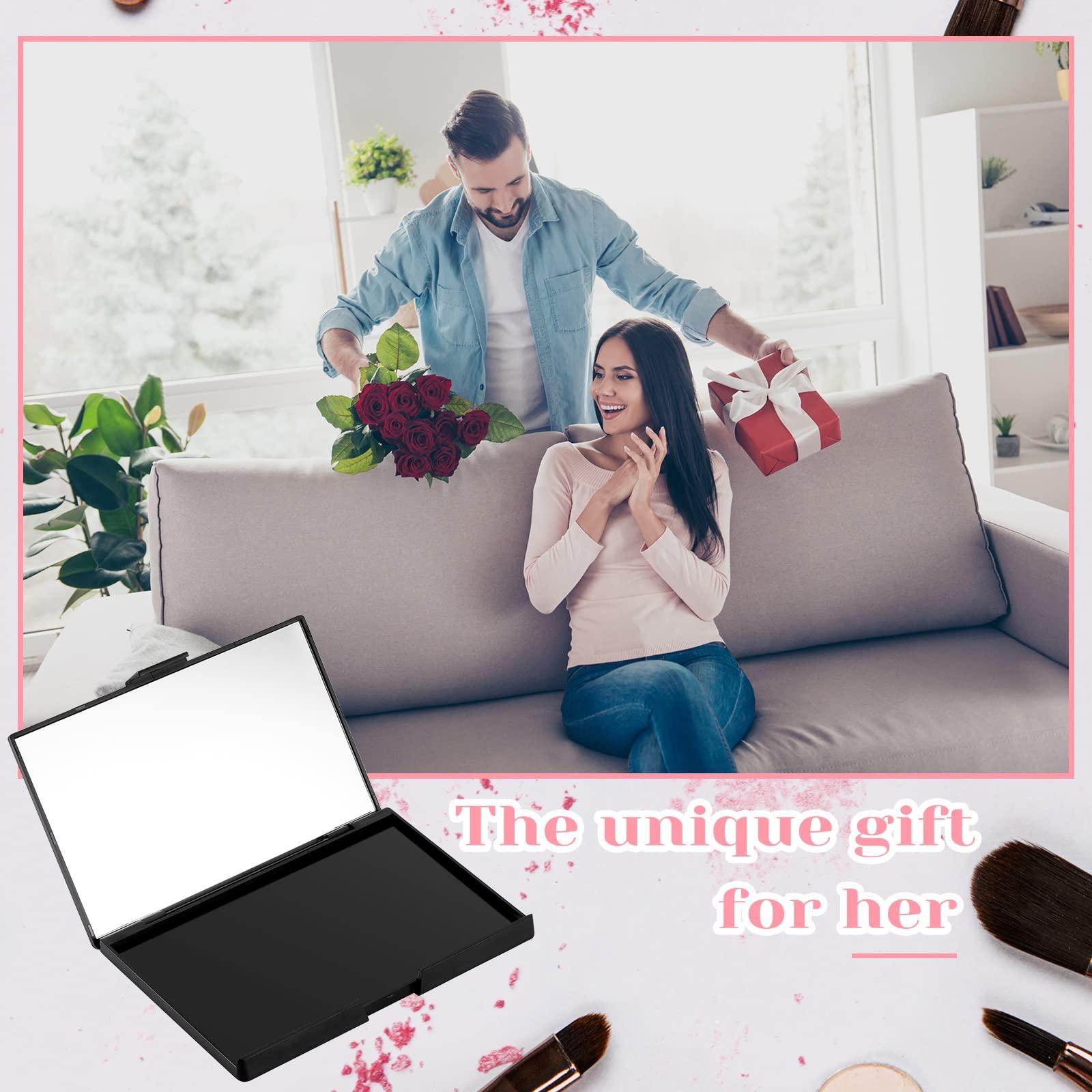 Sumind 2 Pcs Makeup Plastic Magnetic Palette Magnetic Eyeshadow Palette Empty Cream Blush Palette with Mirror and 30 Round Adhesive Metal Stickers for Eyeshadow Lipstick Blush Powder Foundation, Black