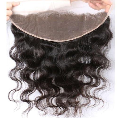 ScAua HD Lace Frontal, Free Part Ear to Ear 13x4 Full Frontal Lace Closure Body Wave with Baby Hair Unprocessed Brazilian Virgin Remy Human Hair Front Closures Top Extensions Natural Color (12 Inch)