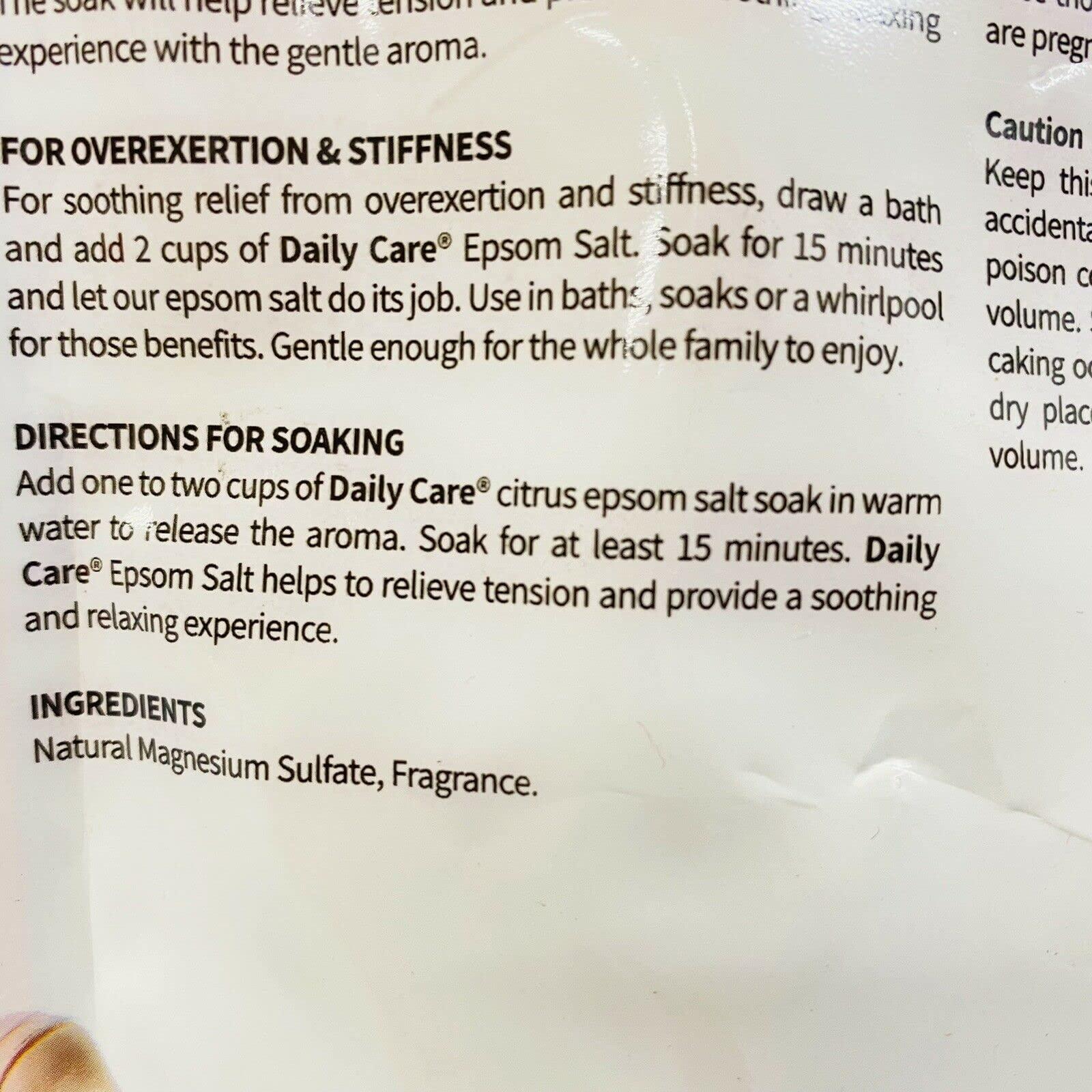 Daily Care Post Workout Recovery Magnesium Bath & Foot Soak Epsom Salt Citrus Reduce Inflammation Soothe Muscles - 2lbs