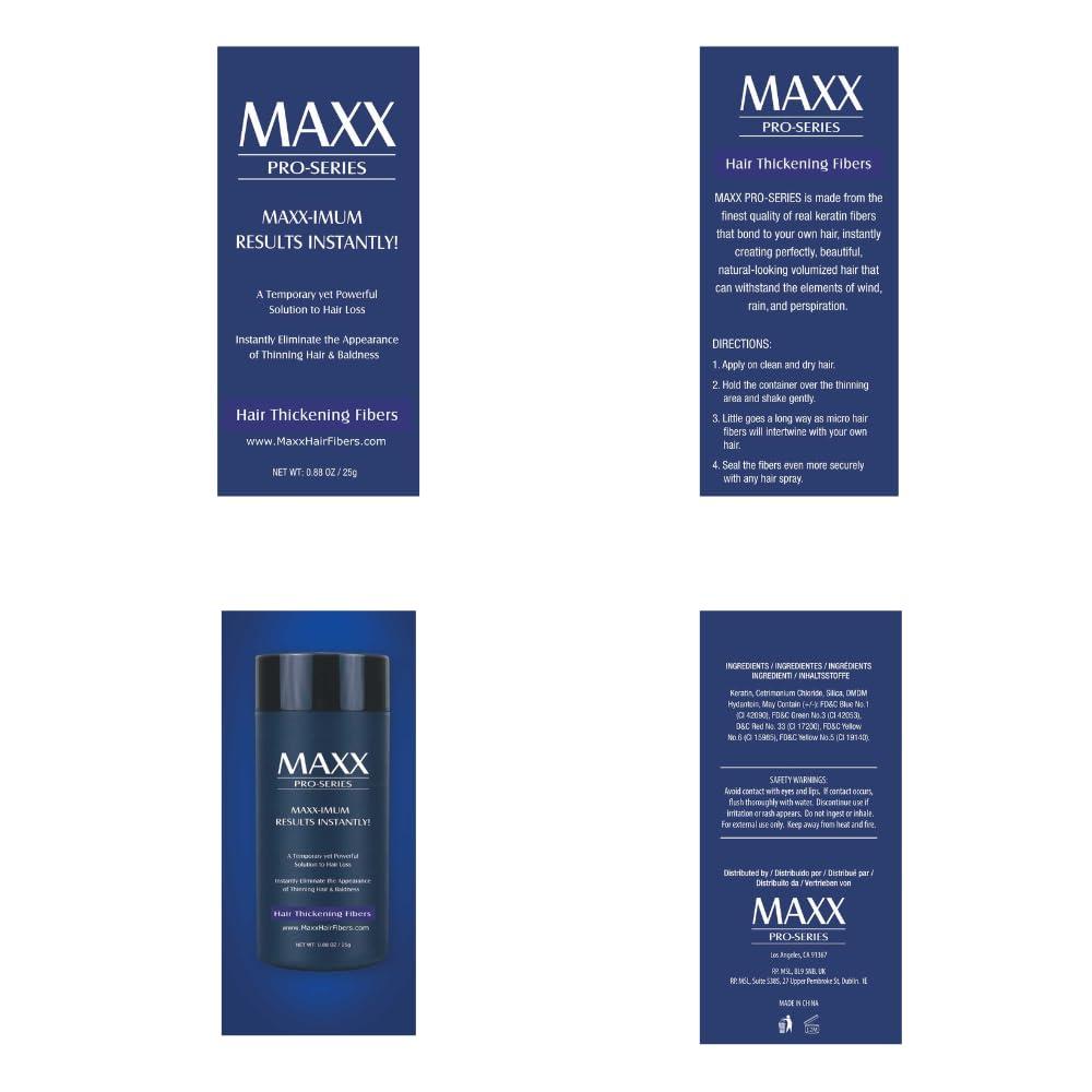 MAXX PRO-SERIES MAXX PRO-SERIES Volumizing Hair Fibers with real Keratin for Thinning Hair/Hair Loss – Dermatologist Tested and Certified Hypoallergenic - 60 days + supply - Multiple Colors Available (Dark Brown)
