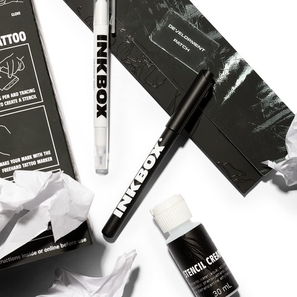 inkbox Inkbox Freehand Tattoo Marker Artist Kit - Includes 2 Markers, 1 Tracer, 1 Glove, Tracing Paper (50 Sheets) & Stencil Cream |Lasts Up to 10 Days, All Skin Tones, Water-Resistant, Cruelty-Free & Vegan