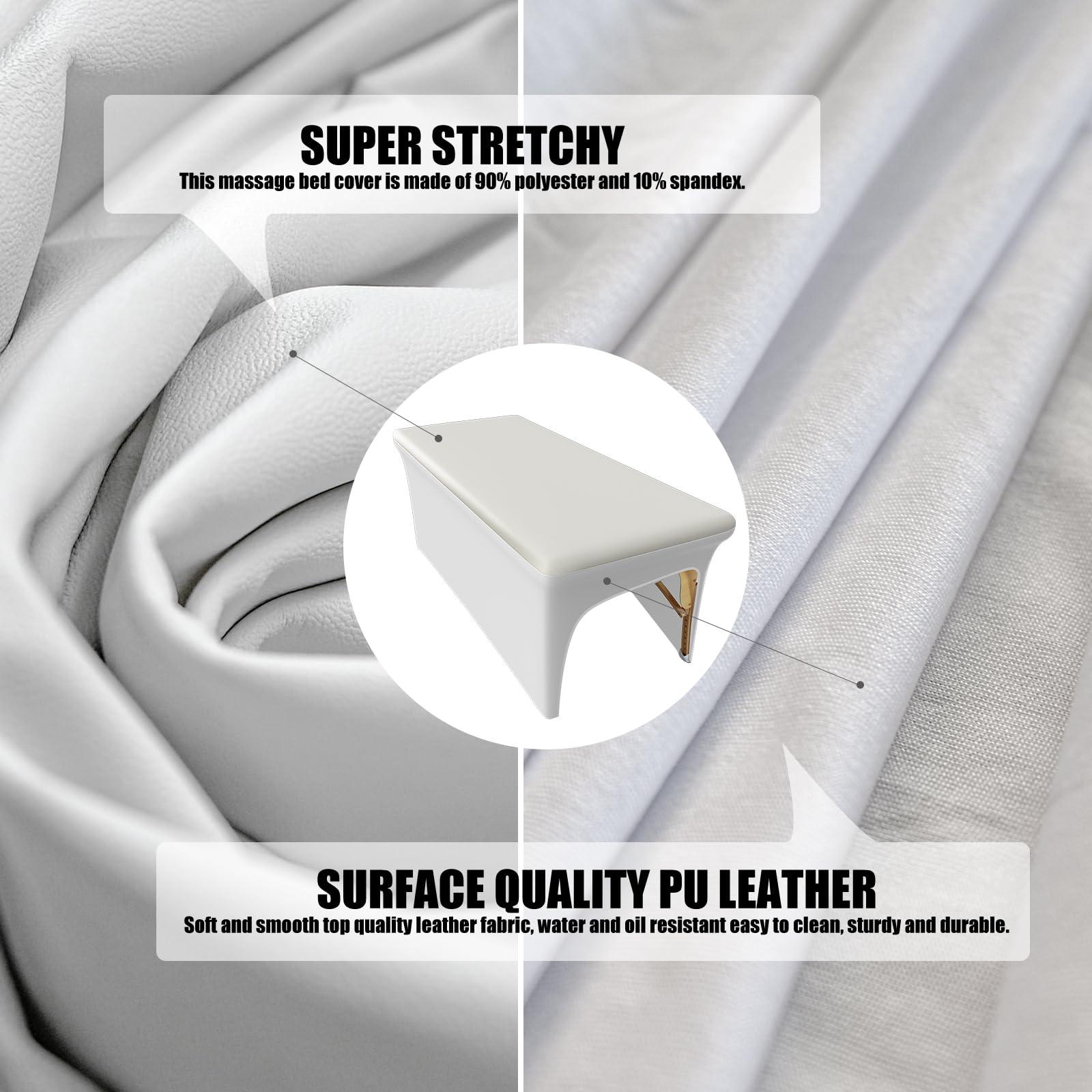 KIDOACOW KIDOACOW White Lash Bed Cover 6FT Vinyl Massage Table Cover Protector, Silky Reusable & Wipeable Massage Bed Cover Waterproof Ultra-Durable and High Elasticity Leather Spa Bed Covers for Esthetician