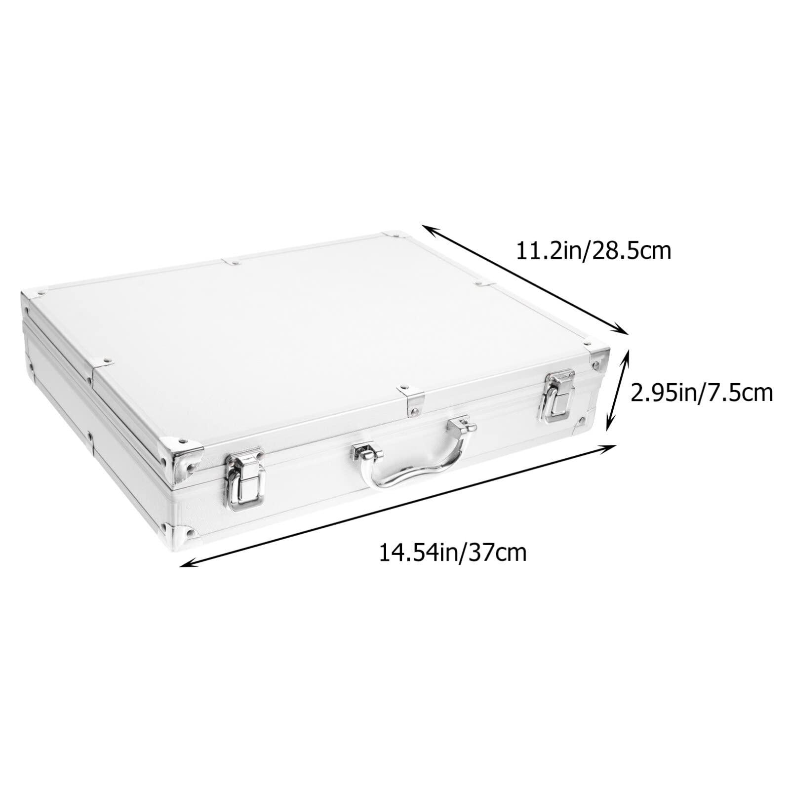 Angoily Angoily Tool Box Briefcase Aluminum Aluminum Carrying Case Tool Box Tattoo Kit Box Storage Case Organize with Clasp for Tattoo Equipment Cosmetic Makeup Tools Silver