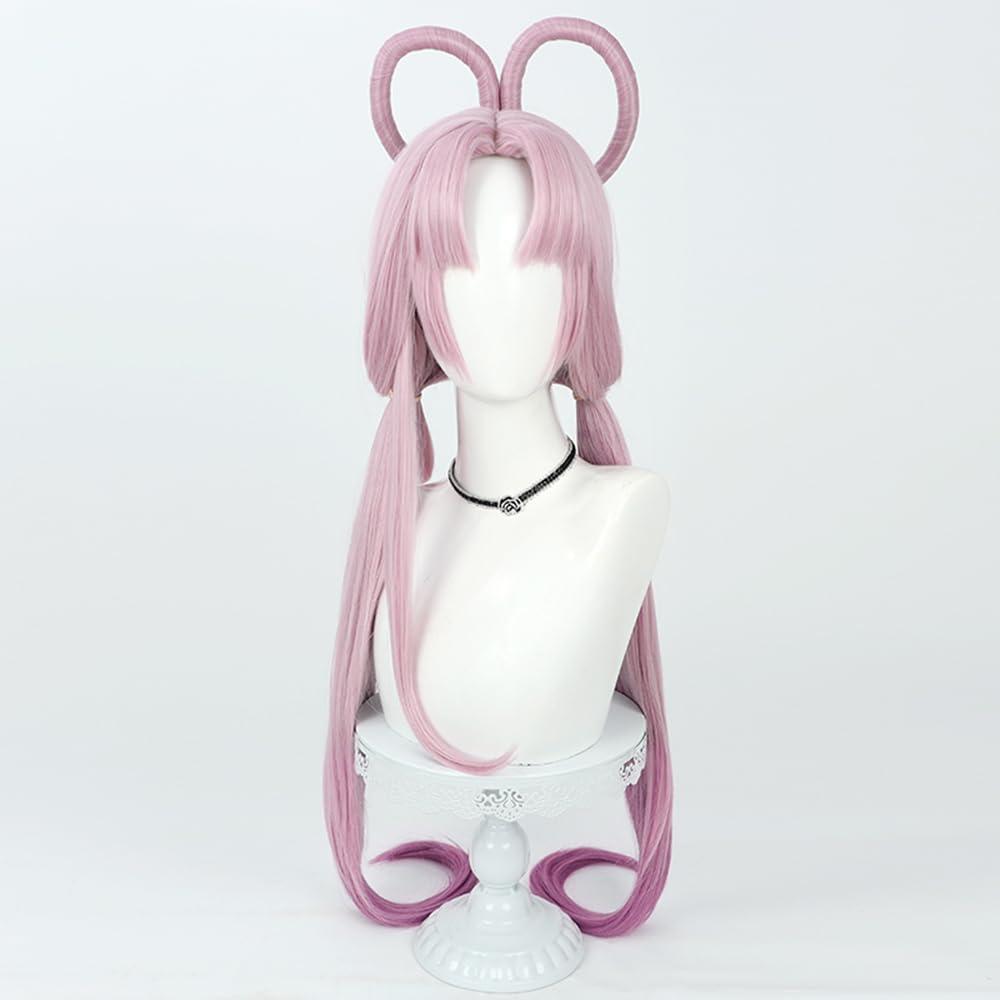 TEDPRBGE TEDPRBGE Game Cosplay Wig Pink Hair Wig Long Straight Wig with Bangs Halloween Costume Accessories for Women 39 inches