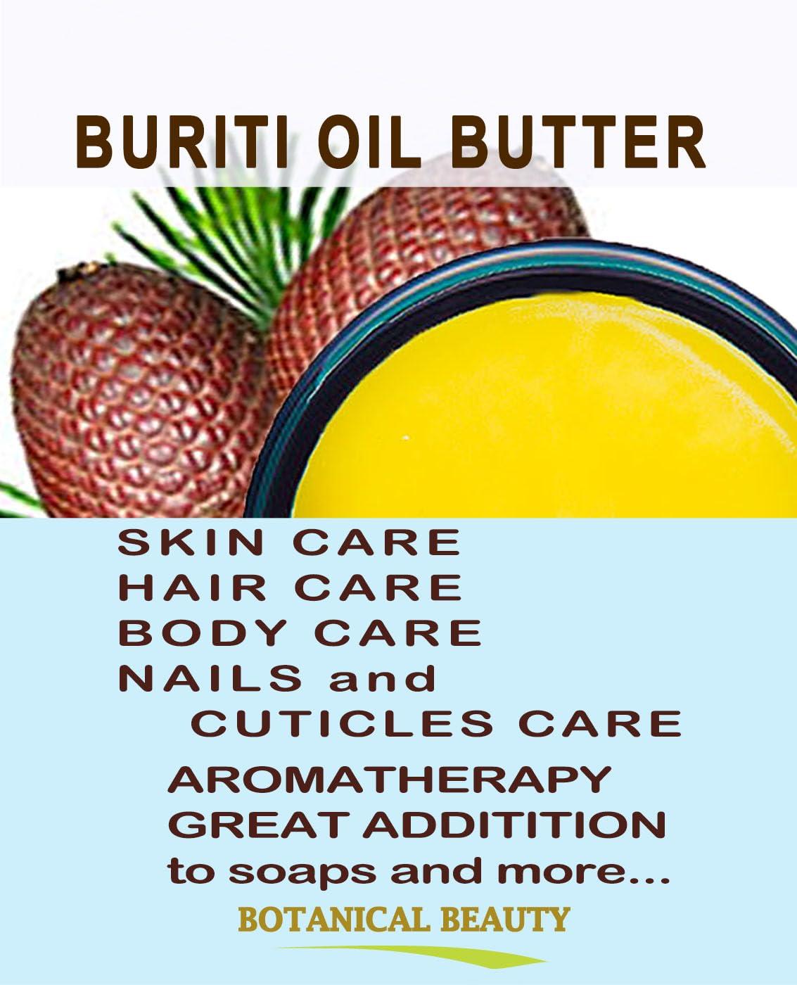 Botanical Beauty Botanical Beauty BURITI FRUIT OIL BUTTER Pure Natural Virgin Unrefined RAW 4 Fl. Oz.- 120 ml for FACE, SKIN, BODY, DAMAGED HAIR, NAILS. Natural sources of vitamin C and vitamin E