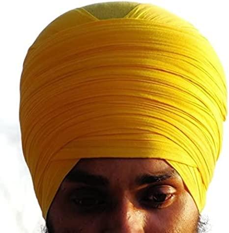 Desi Haat Desi Haat Sikh Dumalla 5 Meter Turban Warrior Style Turban Chand Tora Dumalla F74 Dumala, Yellow Color