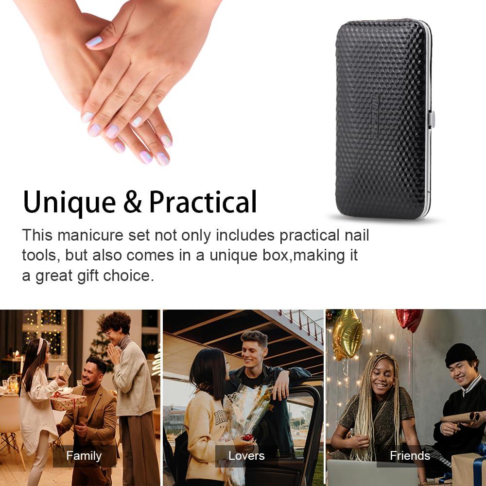 ZIZZON ZIZZON Manicure, Pedicure Kit, Nail Clippers Set of 12Pcs, Professional Grooming Kit, Nail Tools with Luxurious Travel Case