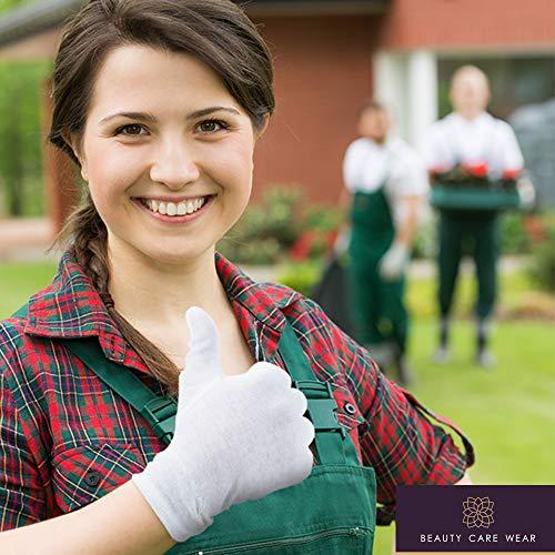 Beauty Care Wear White Gloves Medium (10 pair) - Cotton Gloves for Eczema, Cotton Gloves for Dry Hands, White Cotton Gloves for Women, Spa Glove, Lotion Glove, Sleeping Glove