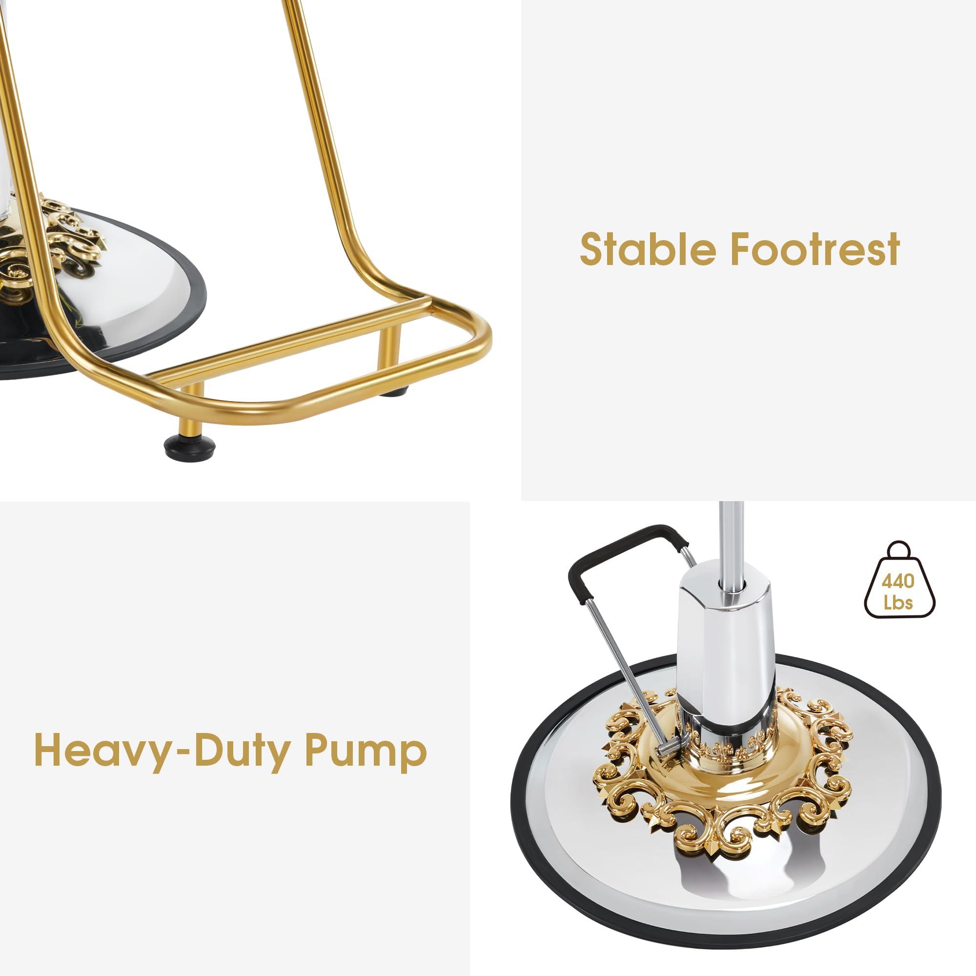 BarberPub BarberPub Luxurious Salon Chair, Height Adjustable Gold&Green Salon Beauty Spa Styling Equipment, 440lbs Hydraulic Pump for Hair Stylist, Barber Shops&Beauty Salons 8633 (Green)