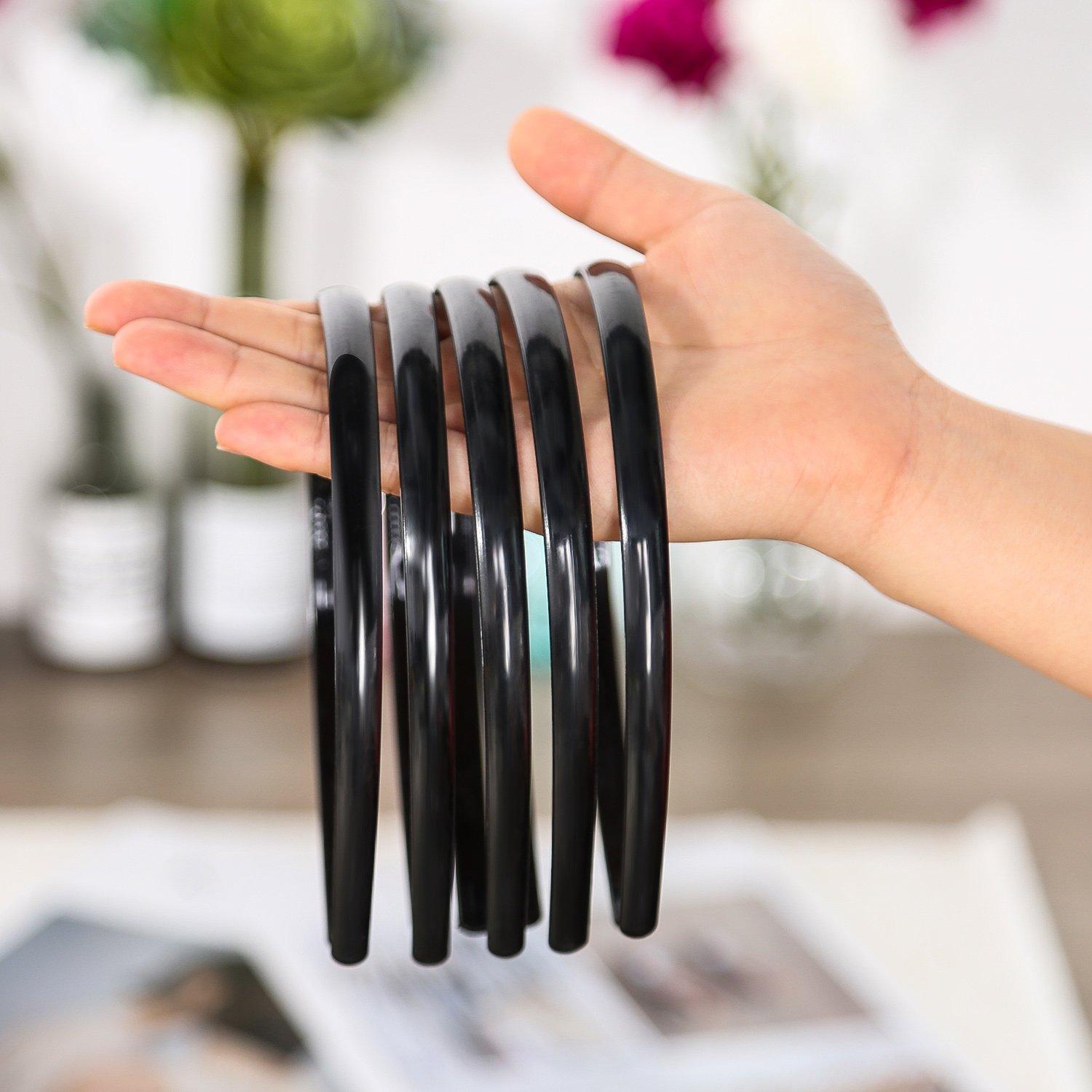 Shappy Shappy 40 Pcs Black Plastic Headbands Thin Skinny Headbands for Women Black Plain DIY Craft Hair Accessories Plastic Teeth Comb Hair Accessories