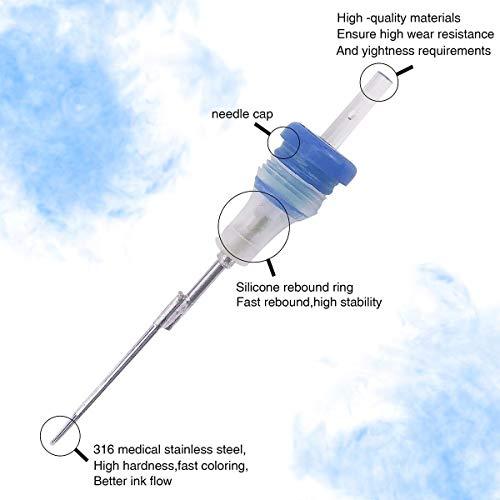 UPTATSUPPLY Poseidon Tattoo Cartridge Needles 50Pcs Assorted Mixed Size Round Liner 12 Standard 3rl 5rl 7rl 9rl 11rl Disposable Membrane Tattoo Needles Long Taper for Makeup