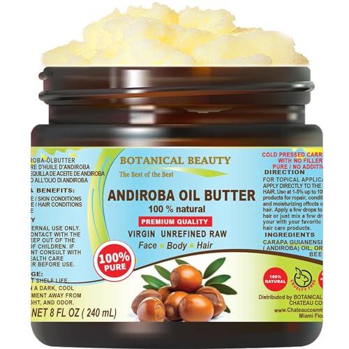 Botanical Beauty Botanical Beauty\' ANDIROBA OIL BUTTER RAW Pure Natural VIRGIN UNREFINED Cold-Pressed 8 Fl oz 240 ml for Face, Skin, Body, Hair, Lip, Nails. Rich in Vitamin E, Vitamin C