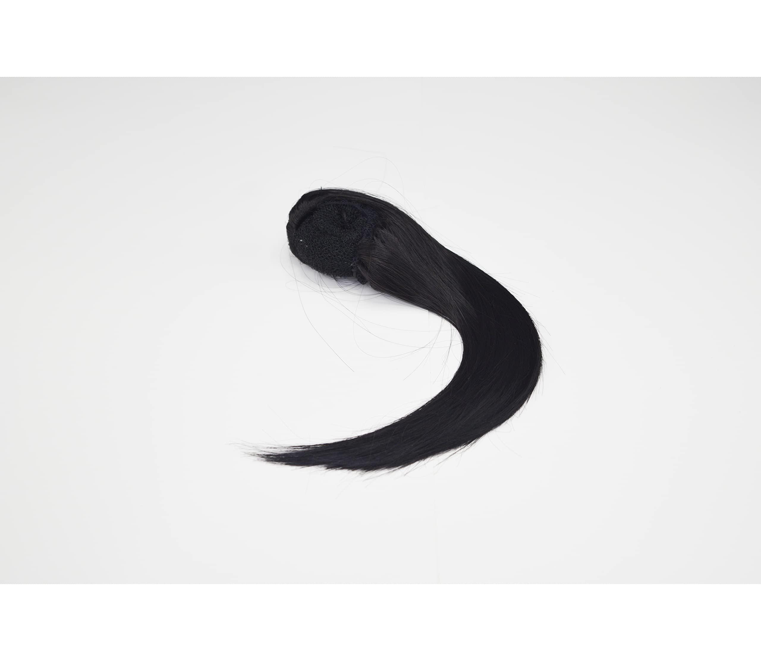 Pouf Hairdos Pouf Hairdos Skinny Bun Human Hair Extension Hairpiece for Elegant and Effortless Bun, Readymade women with thin short hair, Updo Pieces any occasions (Human Black)