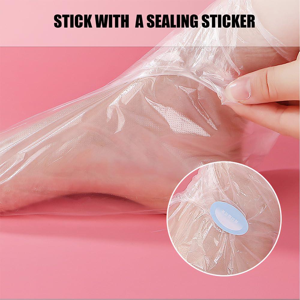 Rukinovi Rukinovi 100pcs Paraffin Bath Liners - Disposable Plastic Foot Covers for Moisturizing Foot Spa, Women's Feet Care Socks (Transparent)