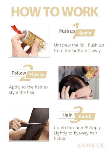 AnWoor Hair Wax Stick, Wax Stick for Hair Flyaways Kids & Women Hair Accessories for Women Girls Hair Bun Maker for Kids Hair Slick Stick Baby Hair Gel Stick Kids Hair Products Hair Smoothing Stick