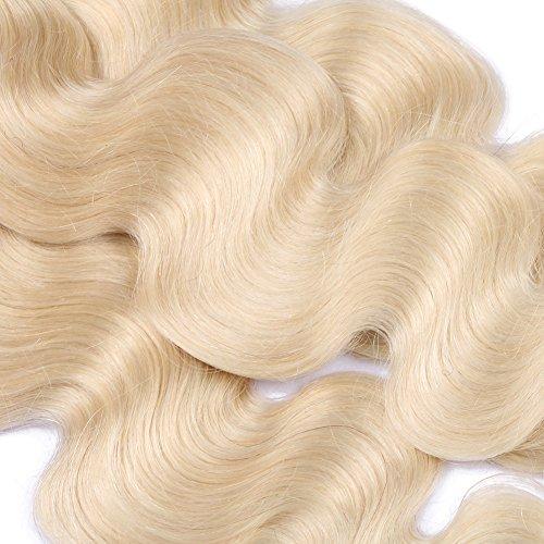 Tony beauty hair Tony Beauty Hair Russian Virgin Human Hair Bundles 3Pcs Blonde #613 Body Wave Wavy Hair Weaves Blonde Hair Extensions (16inch 16inch 16inch)