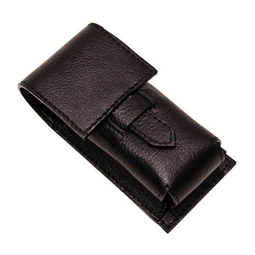 Parker Safety Razor Parker Genuine Leather Travel Shaving Brush Case (Black)  Durable Shaving Brush Travel Holder for Standard Shave Brushes