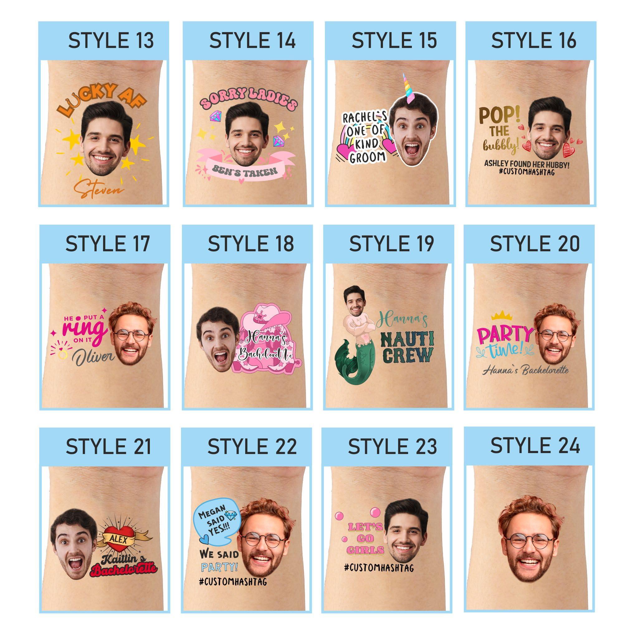 CustAmaze Funny Temporary Tattoos, Custom Tattoos Personalized, Bachelorette Party Favors, Temporary Tattoos Adult Bride Tattoo, Custom Temp Tattoo, Hens Party Favors Groom Face Tattoo Funny Gift Pack of 90