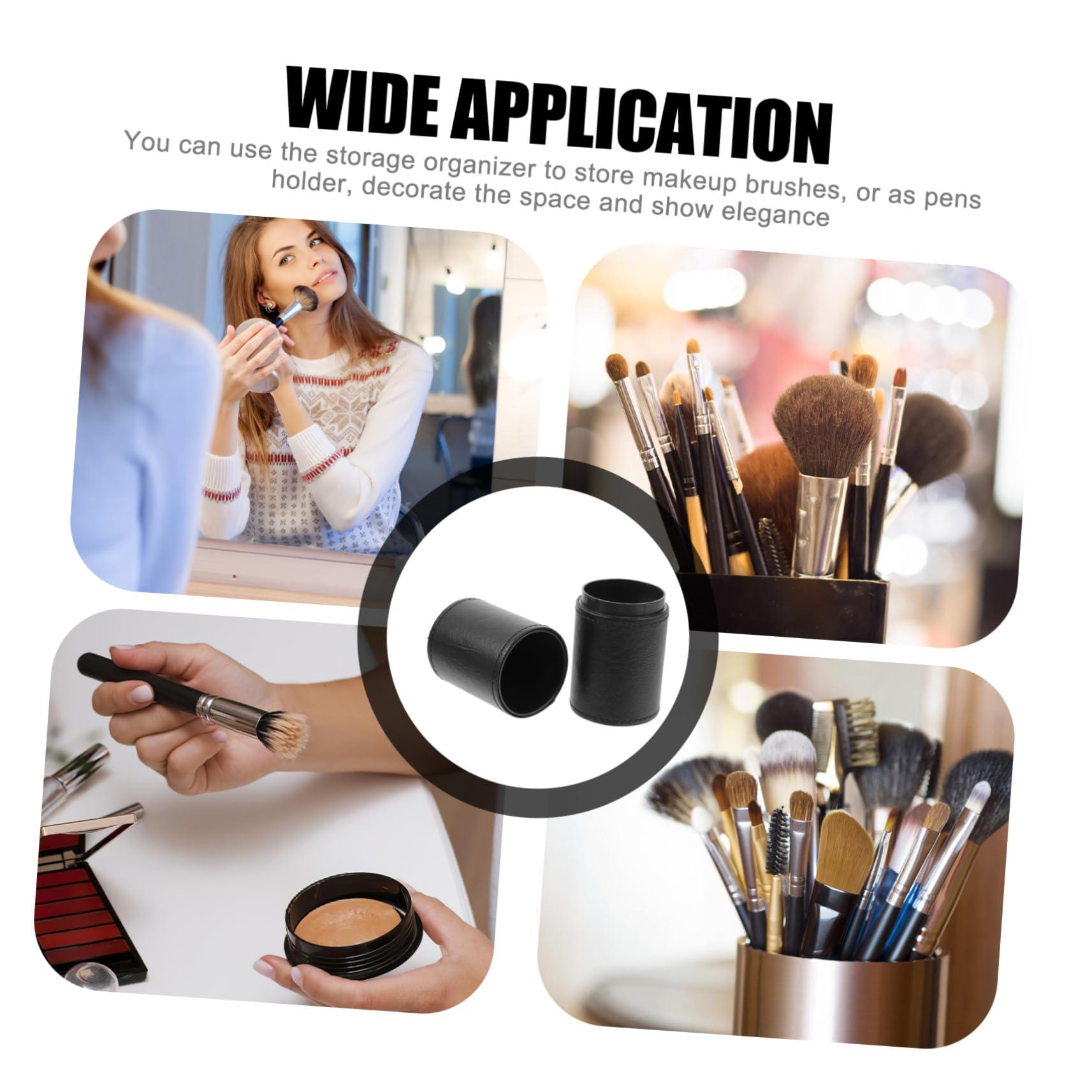 ADOCARN ADOCARN Makeup Brush Holder Makeup Brush Cup Makeup Brush Pouch Nail Brush Holder Pen Organizer Cosmetic Tools Organizer Portable Cup Holder Make up Brush Holders Pencil Holder Black Pu