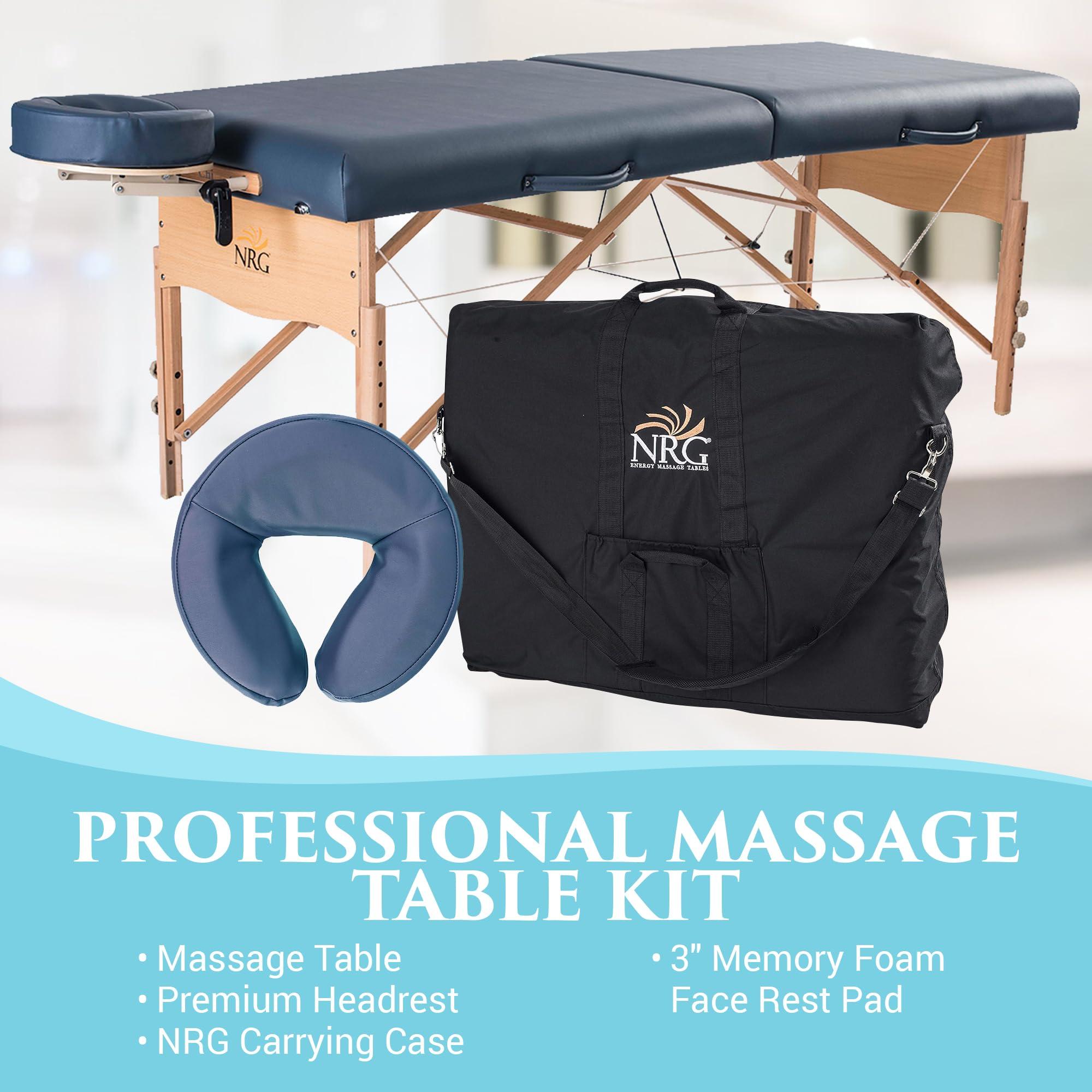 NRG NRG Chi Portable Massage Table Package Agate - Folding Massage Bed Lightweight Massage Table - Professional Massage Table spa Bed, Face Cradle, Double Wheel Knobs & Carrying Case