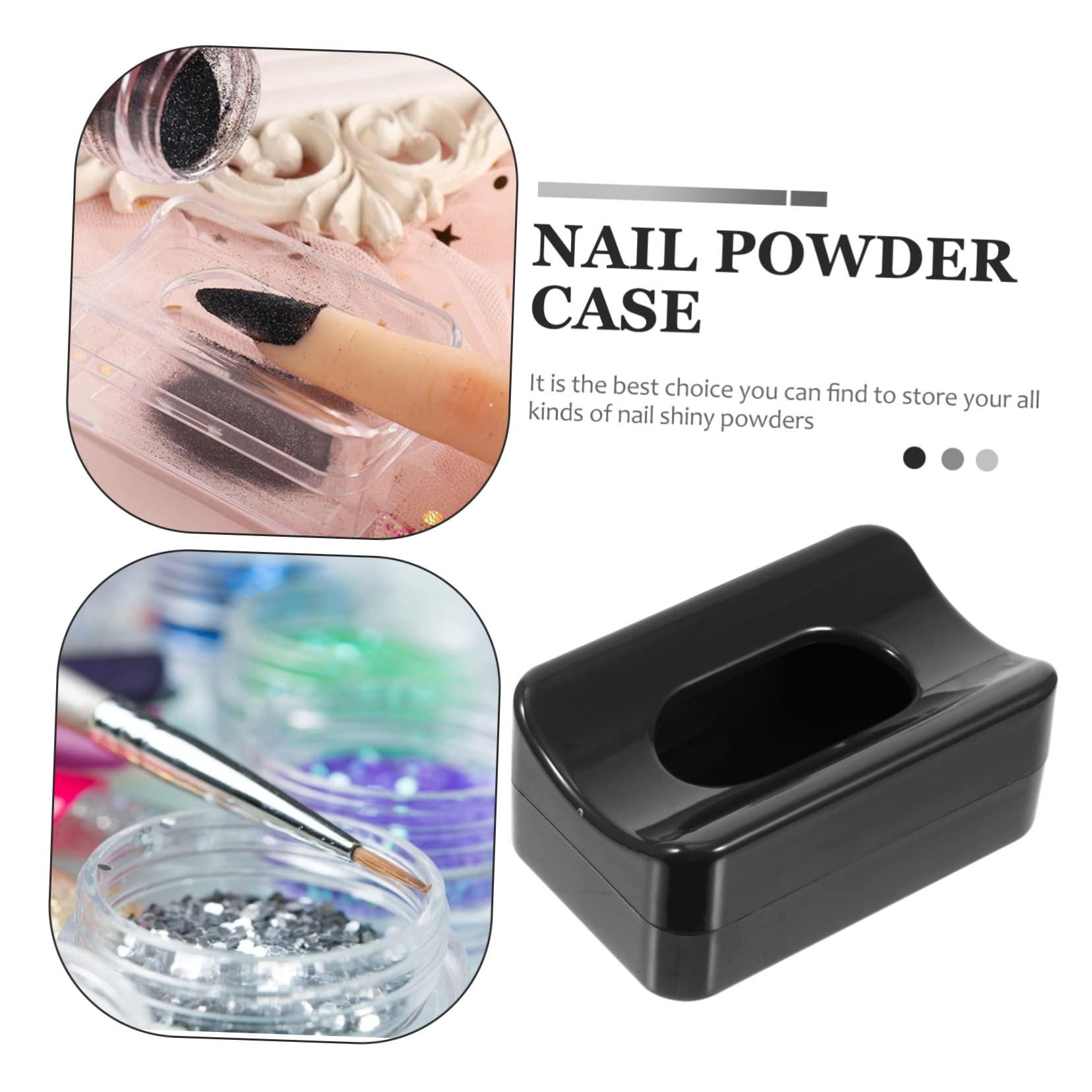 Housoutil Housoutil 3 Pcs Glitter Storage Box Black Trays Nail Glitter Case Black Serving Tray Nail Art Tool Nail Dip Case Dip Rhinestone Balm Tin Jar Containers Tubes Gloss Lids Plastic