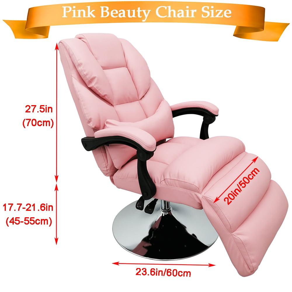 EQCOTWEA EQCOTWEA Beauty Bed Chair Pink Facial Bed Spa Table Salon Chair 360 Degree Rotating Air Pressure Lifting Adjustable Salon Massage Bed Chair for Beauty &Home Office Chair Load Capacity 275LB