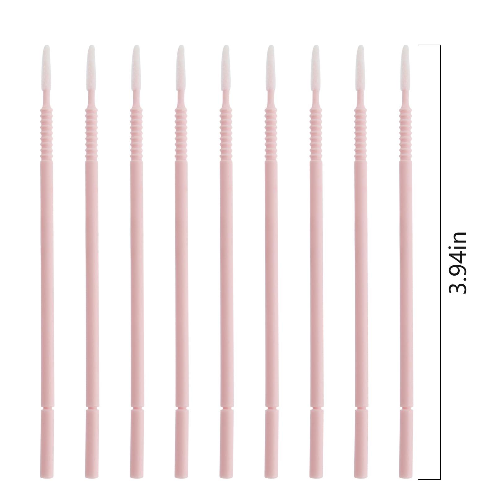 Mekupeu 400 PCS Micro Applicator Brushes Disposable Eyelash Extension Micro Mascara Wands Brush For Lash Remover Brush Tools (Light pink-screw thread)
